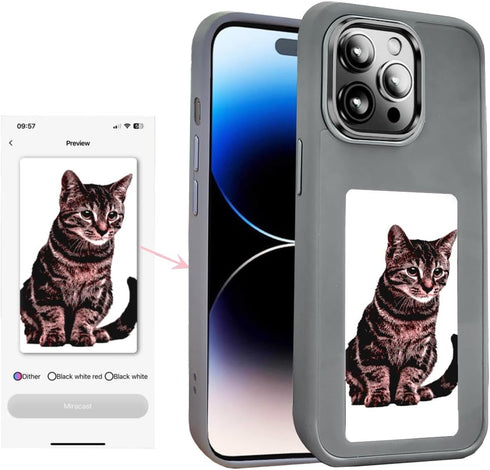 NFC Smart Ink Screen Phone Case for iPhone 15 PRO - Gray Protective Cover
