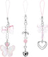 Mabor 3Pcs Pink Cell Phone Charms Cute Butterfly Heart Bow Shape Cellphone Case