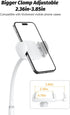 Cell Phone Stand, Adjustable Height & Angle Gooseneck Phone Stand for Desk Flexible Arm Universal Phone Holder, Aluminum Alloy Desktop Phone Stand for Recording Compatible with 3.5"-7" Device (White)