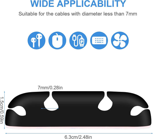 Cable Clips 3PCS Cord Wire Organizer, 4 Hole Silicone Cable Harness for Office and Home Desk.