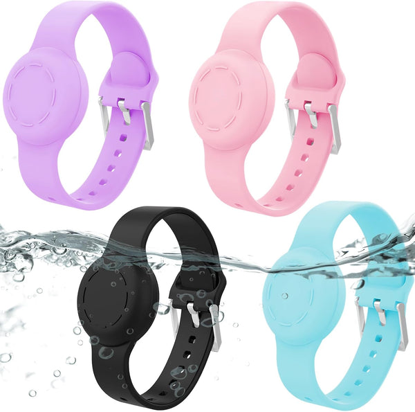 Waterproof Airtag Bracelet for Kids, Silicone Wristband Compatible with Apple Air Tag, Adjustable Anti-Lost Strap for