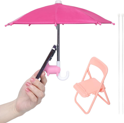 Adjustable Universal Cell Phone Umbrella Stand, Anti-Glare Cover Sun Shield, Outdoor Phone Sunshade Holder (Pink)