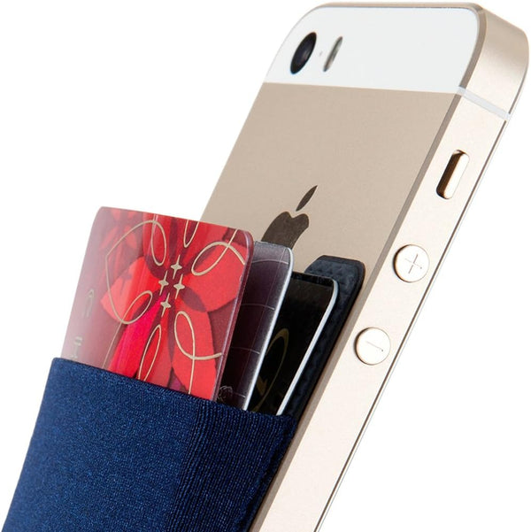 Sinjimoru Basic Cell Phone Wallet Stick on, Adhesive Stretchy iPhone Wallet, Sinji Pouch Basic 2 Navy