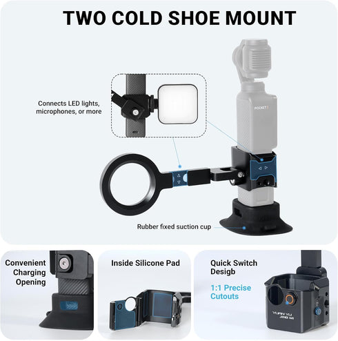 YUAN YU JING MI 3 360 2/3 YUANYU Metal Magnetic Mount Cage Non-Slip Silicone Suction Base Mount for Pocket
