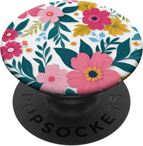 Colorful Blooming Flowers Floral Pattern PopSockets Standard PopGrip