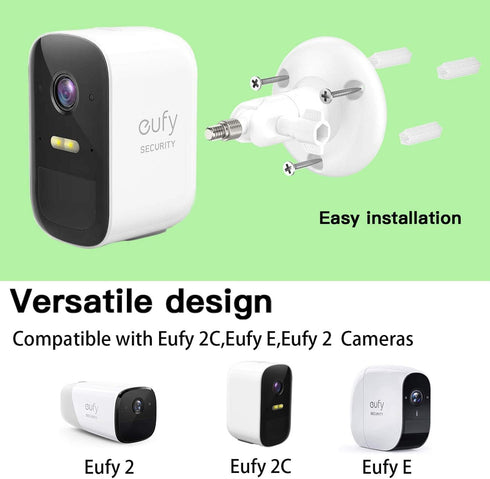 Adjustment Wall Mount Holder Compatible with Eufycam 2c,Eufycam 2,Eufycam E and Other Eufycams Compatible Models 1/4" Screw Eufycam Wall Mounts (2PACK, White)