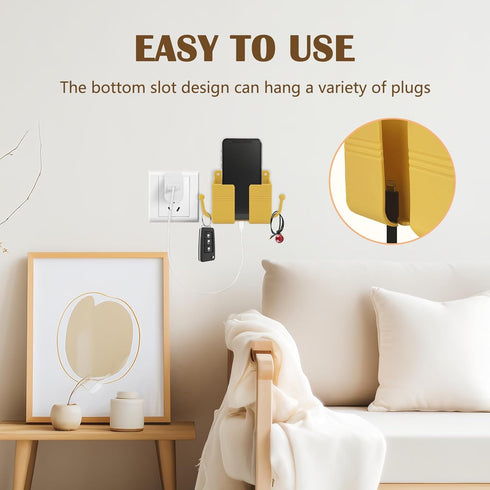 3 Pcs Wall Mount Phone Holder, Phone Stand for Bed, Wall Mounted Shower Phone Holder with Hooks, Self-Adhesive