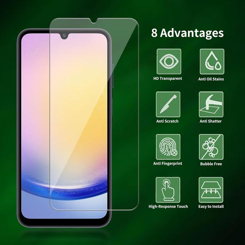 Heenjer 2 Pack A25 5G for Samsung Galaxy Screen Protector, Tempered-Glass, Micro-curved Edges, Case Friendly, Bubble
