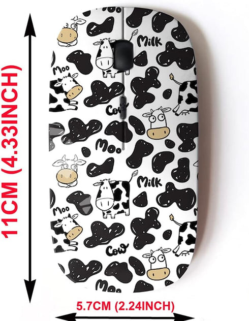 2.4G Wireless Mouse with Cute Pattern Design for All Laptops and Desktops with Nano Receiver - Cow Symbol New