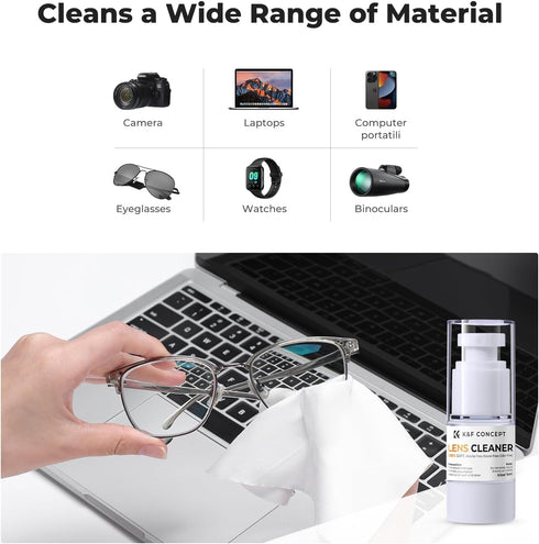 K&F Concept Spray and Microfiber Lens Cleaner Care Kit, Non-Flammable Camera Lens Cleaner for Coated Lenses,