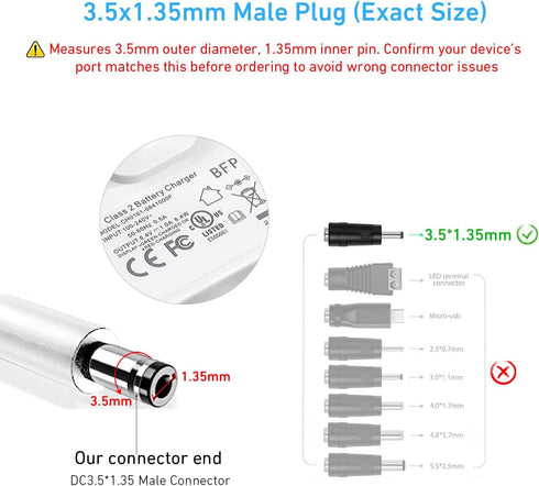 Rollerhouse 8.4V 1A Li-ion Battery Charger Power Adapter for 7.2V, 7.4V, 8.4V Devices with LED Indicator