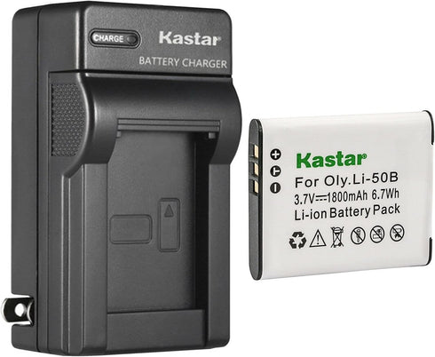 Kastar 1-Pack Battery and AC Wall Charger for Olympus Li-50B, Compatible with Tough TG-870, VG-170, and More