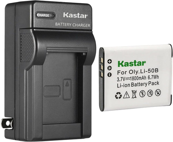 Kastar 1-Pack Battery and AC Wall Charger for Olympus Li-50B, Compatible with Tough TG-870, VG-170, and More