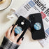 Expandible Collapsible Clear Crystal Glitter Mobile Phone Grip Stand Holder for Smartphones & Tablets (Aqua Blue Rose