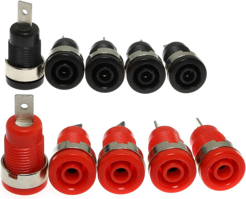 E-outstanding 10PCS 4mm Banana Speaker Jack Female Panel Mount Socket Binding Post Adapter Test Connector