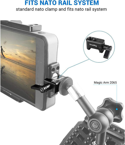 SmallRig Quick Release NATO Clamp, 1/4" 3/8" M2.5 Thread for Cold Shoe Monitor Support Camera Cage - 1973