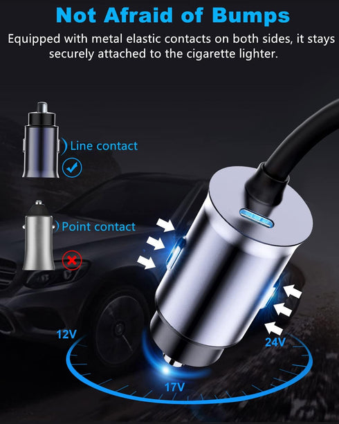 USB C Car Charger, 50W 2-Port Super Fast Adapter with 4ft Type C Cable, PD 30W & PD 20W for iPhone 15 14/Galaxy S24