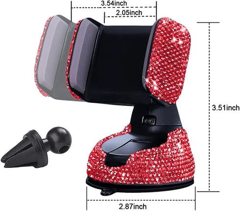 SUNCARACCL Bling Car Phone Holder, 360° Adjustable Crystal Auto Phone Mount, Universal Rhinestone Stand for Windshield