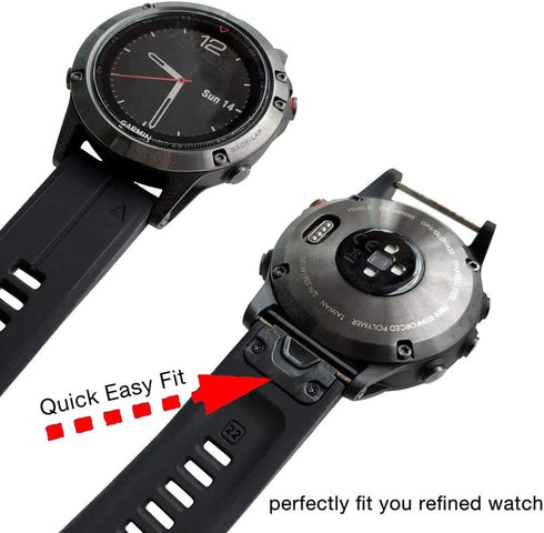 YOOSIDE 22mm Quick Fit Silicone Sport Waterproof Replacement Watch Band for Garmin Instinct/Fenix 5 (Black)