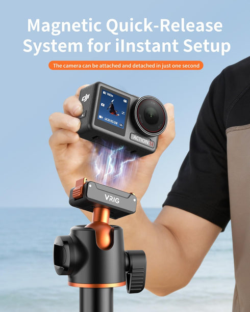 VRIG 55" 5 4/3, 360 13 55 inches AC-40S Action Camera Selfie Stick Tripod for DJI Osmo Action Pro/ Magnetic Quick