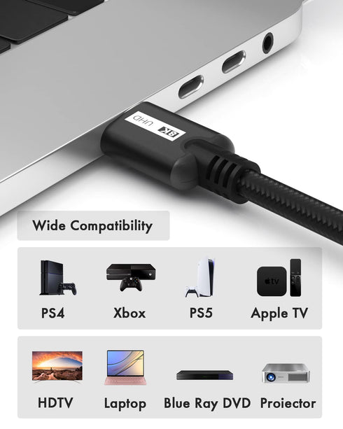 8K 2.1 3.3FT, 48Gbps 8K@60Hz4K@120Hz, 4K@144Hz, 10, Dolby PS5 HDMI Cable Ultra High Speed HDMI Cable Braided Cord