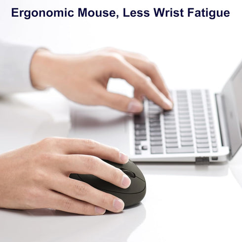 SANWA 2.4G Wireless Ergonomic Mouse, Optical Vertical Ergo Mice for Small Hands, 800/1200/1600 DPI, Black