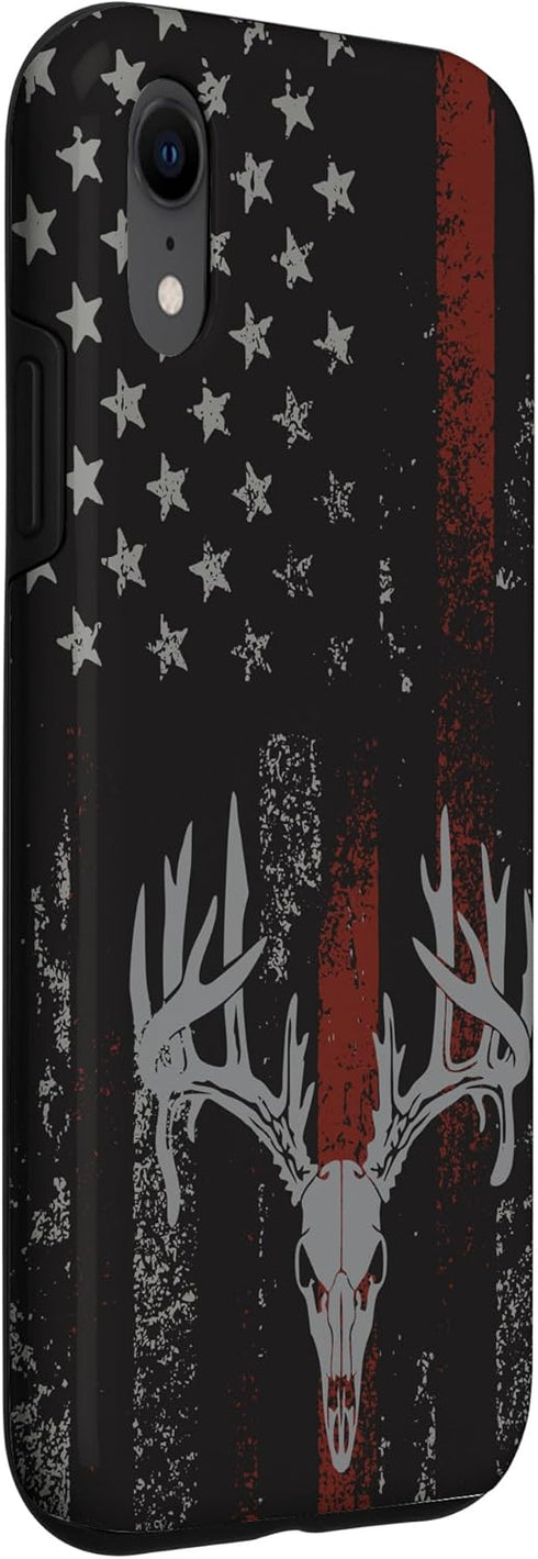 iPhone XR American Flag Whitetail Deer Buck Hunting USA FLAG Hunter Case