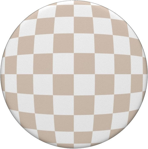 Checkerboard Swirl Tan Sand Beige PopSockets Standard PopGrip 60s 70s