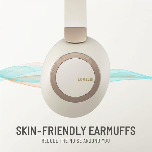LORELEI B-C6 Wireless Over Ear Headphones, 50H Playtime, Foldable Lightweight Bluetooth Headsets for Travel, Home Office