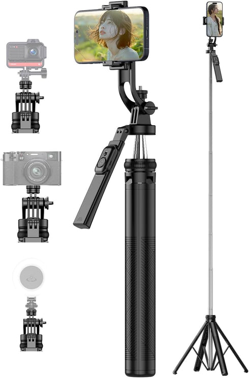 irianu Selfie Stick, Phone Tripod 71" Stand 360 Rotation with Detachable Phone Holder