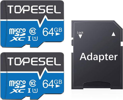 TOPESEL 64GB Micro SD Card, 2 Pack Memory Cards UHS-I TF Card Class 10 for Camera/Phone/Dash Cam/Tablet/PC