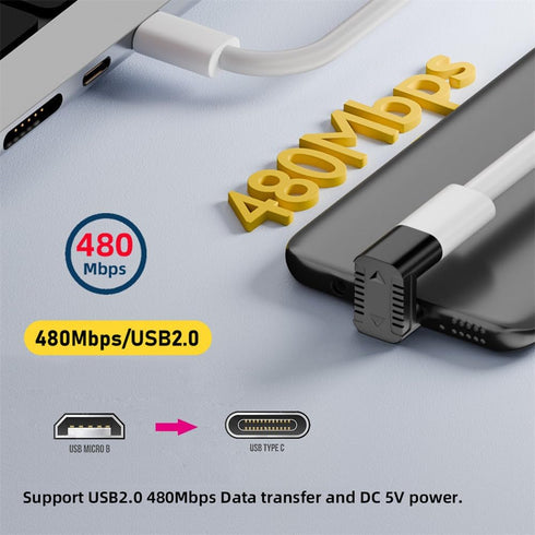 xiwai 90/360 Degree Angled USB-C to Micro USB Adapter 4 Pack, USB2.0 Type C Female to Micro USB Male for Phone Tablet