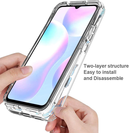 Xiaomi Redmi 9A M2006C3LG/9i M2006C3LII Case with Floral TPU & Tempered Glass Screen Protector - Slim Protective Armor.