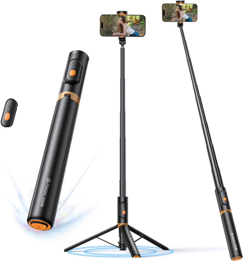 MAGIC JOHN 59" Automatic Pop-up Phone Tripod, Extendable Selfie Stick for iPhone, Selfie Stick
