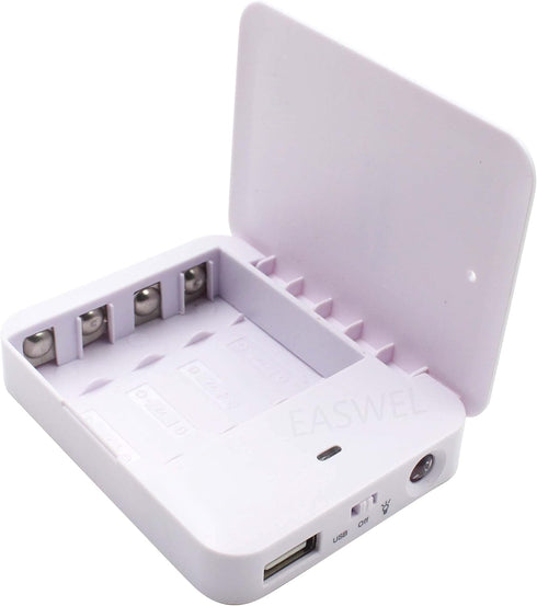 EASWEL Emergency USB Battery Powered Power Bank, Compact Portable 4 AA Batteries
