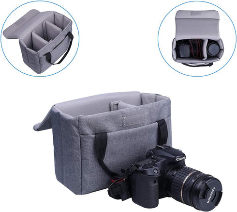 BOMKEE Protective Bag for DSLR SLR Camera, Padded Insert Cube, Water Resistant, Grey, for Sony, Canon, Nikon, Olympus
