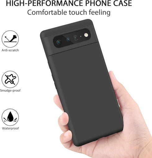 Silicone Phone Case for Google Pixel 6, Soft Protective Anti-Scratch Shockproof Cover for Men and Women, Black