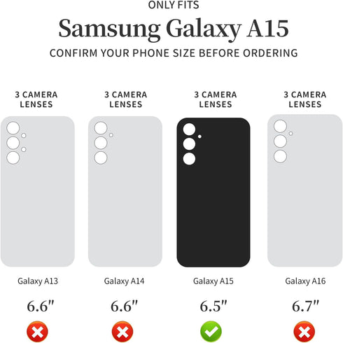 ANNSD for Samsung A15 Case, 3 in 1 Lightweight Stylish Full Body Shockproof Protective Cover, Military Grade Case