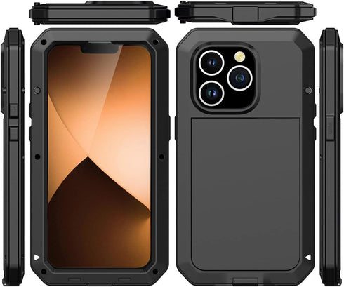 Marrkey iPhone 13 Pro Max Case, 360 Full Body Protective Heavy Duty Shockproof Tough Armour Case - Black