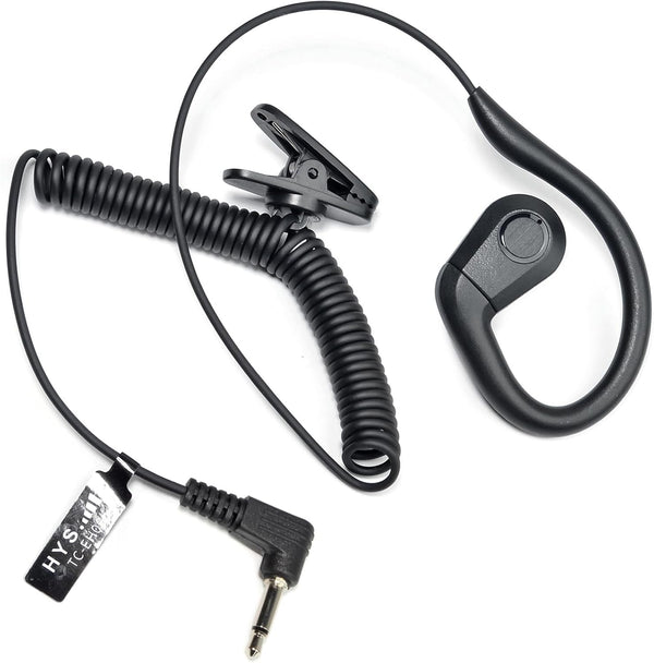 HYS Listen Only 3.5mm Ear Hook Earpiece - Wired in-Ear Headphones with Over Ear-Hook Earclip for Shoulder Speaker