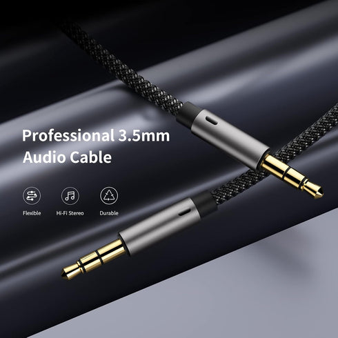 Aux Cord for Car 6 ft,3.5mm Audio Cable Male to Male Stereo Hi-Fi Sound Nylon Braided aux to aux 1/8 Cable for Headphones Car Home Stereos Speakers Tablets