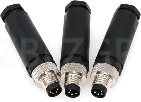 M8 4Pin Male Connector Industrial Sensor Waterproof IP67 A Coding Circular Aviation Connector, 3Pack