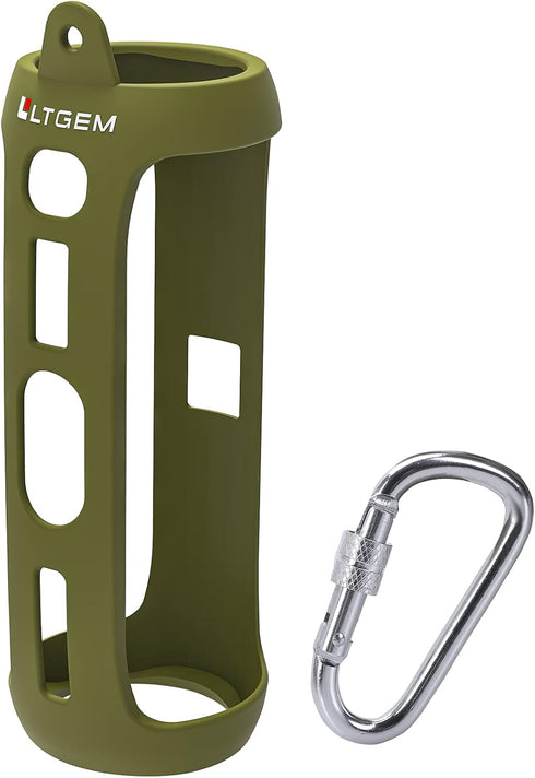 LTGEM Silicone Carrying Travel Case for JBL FLIP 5 Waterproof Portable Speaker with Extra Carabiner - Green