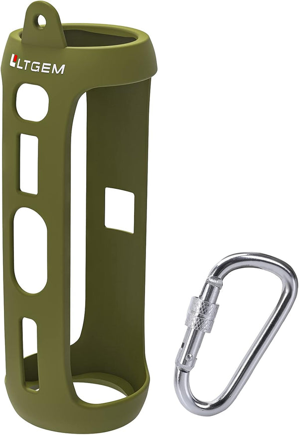 LTGEM Silicone Carrying Travel Case for JBL FLIP 5 Waterproof Portable Speaker with Extra Carabiner - Green