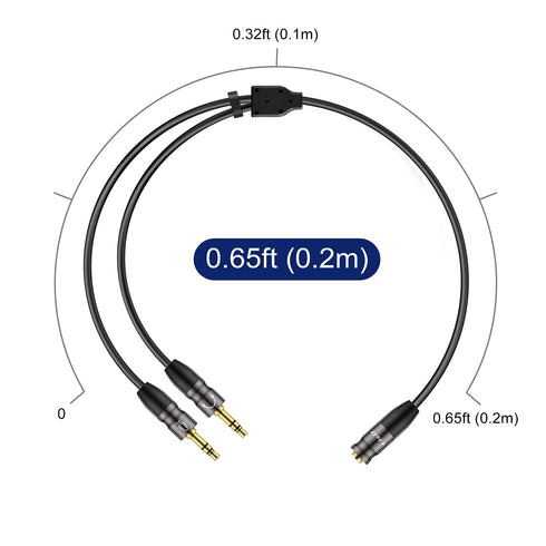 J&D Headphone Splitter 3.5mm Mic Audio Cable, 3.5mm Female to Dual 3.5mm Male Mic Splitter Cable for Cellphone,