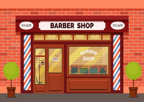 BELECO 5x3ft Fabric Cartoon Barber Shop Backdrop for Photography Red Brick Wall Hair