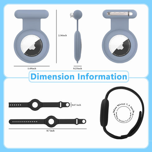 4 Pack Hidden Pin Airtag Holders with 1 Airtag Bracelet, Waterproof Silicone for Kids and Luggage