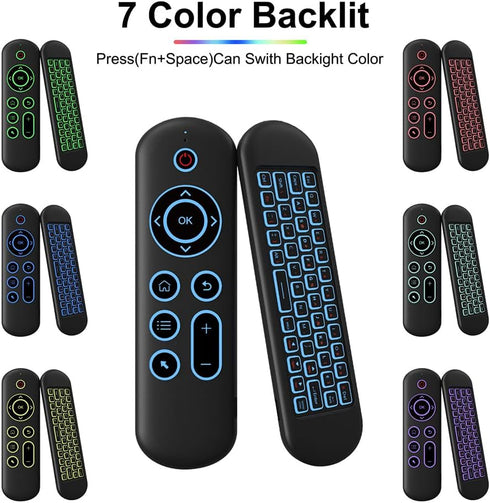 LUVI Air Mouse Remote Control, Wireless Mini Keyboard 2.4G & BT5.2 Motion Sensing Backlit Rechargeable, Compatible with