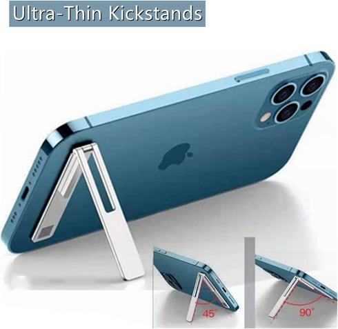 ThFmlva 2-Pack Ultra-Thin Alloy Phone Kickstand - Adjustable, Foldable & Magnetic for Home/Office/Travel - Slivery