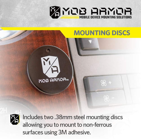 Mob Armor Magnetic Phone Mount Plates - Strong Adhesive Steel Discs for MobNetic Maxx & Magnetic Car Mounts